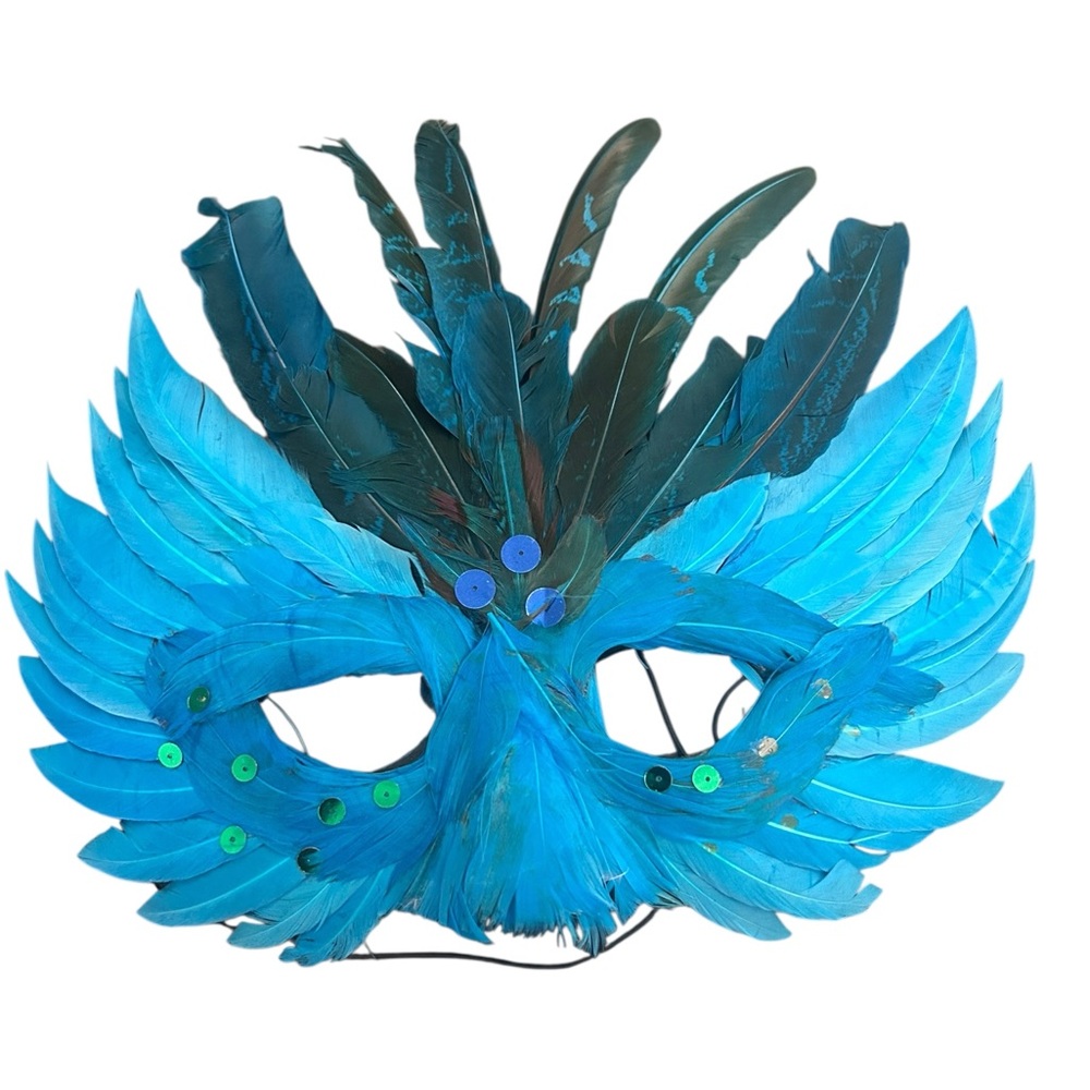 Blue Feather Masquerade Mask